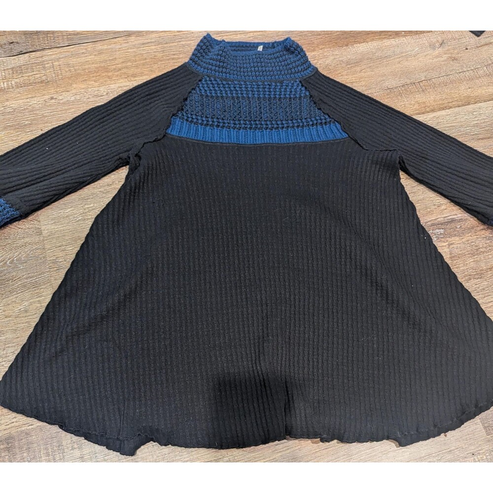 Free People Women's Knit Tunic Dress, Black and Blue, Size M